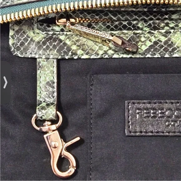 Rebecca Minkoff Collection Green Python Embossed Leather Cali Shoulder Bag - Picture 10 of 16